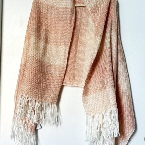 Martha Stewart Collection Wrap Pink White Striped Warm Winter Large Scarf - Picture 7 of 8